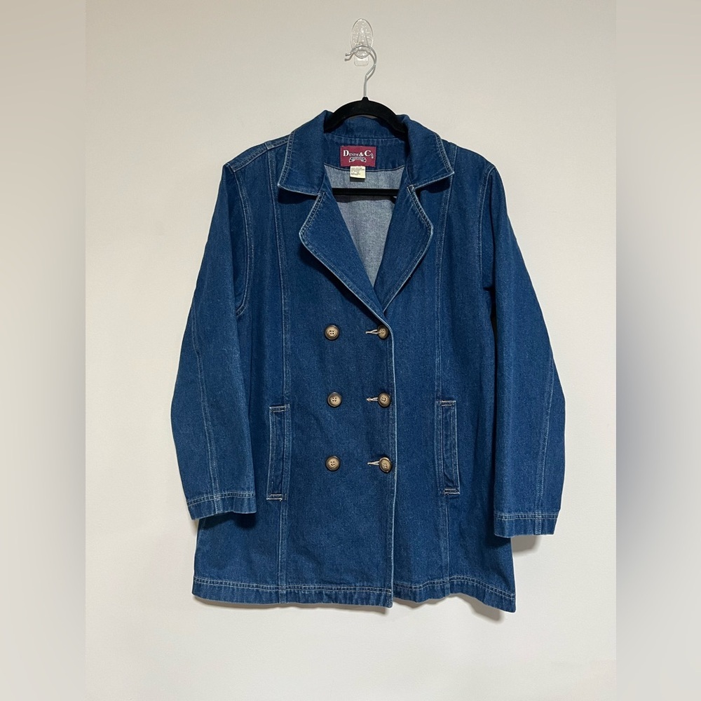 Denim&Co Vintage 90s Denim Chore Jacket Coat Size Medium Y2K